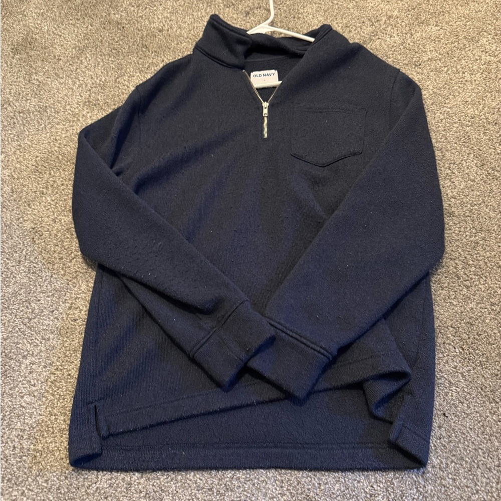 Old Navy Men's Dark Blue Zip-Up Sweater

Quarter zip

Size L